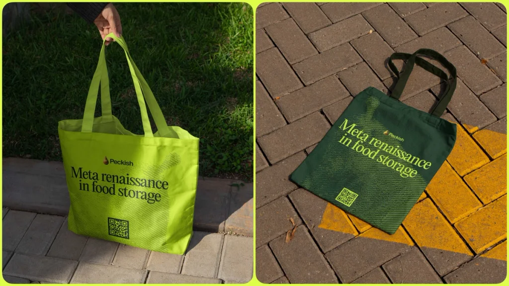 peckish project shot, totebag