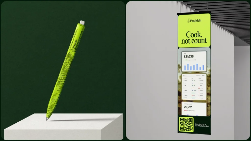 peckish project shot, pen&rollup